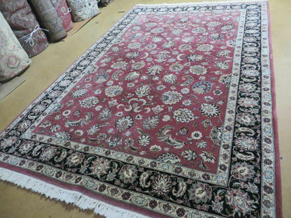 6' X 9' Vintage Handmade Fine India Floral Oriental Silk Accent Wool Rug Carpet - Nuvé