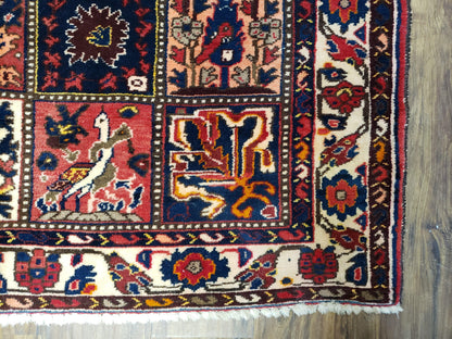 Antique Persian Bakhtiari Rug circa 1920s, Kheshti Panel Design, Wool, Hand-Knotted, 5'3" x 10' - Nuvé