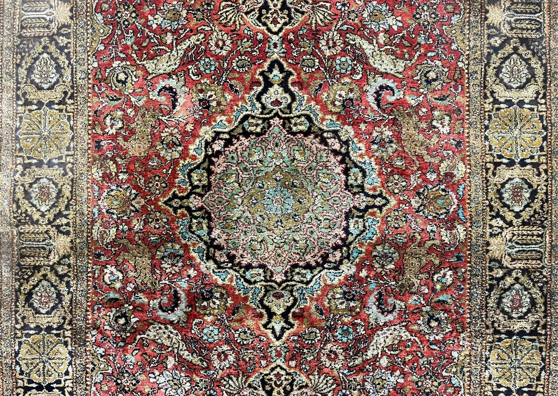 Persian Qum Silk Rug 3.8 x 5.6, Silk on Silk, Animal Pictorials, Fine 330 KPSI - Nuvé