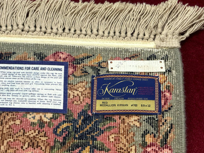 Karastan Rug 8.8 x12 Red Kirman #762, Original 700 Series, Vintage Karastan Carpet, Discontinued Karastan Rug, Karastan Wool Area Rug - Nuvé