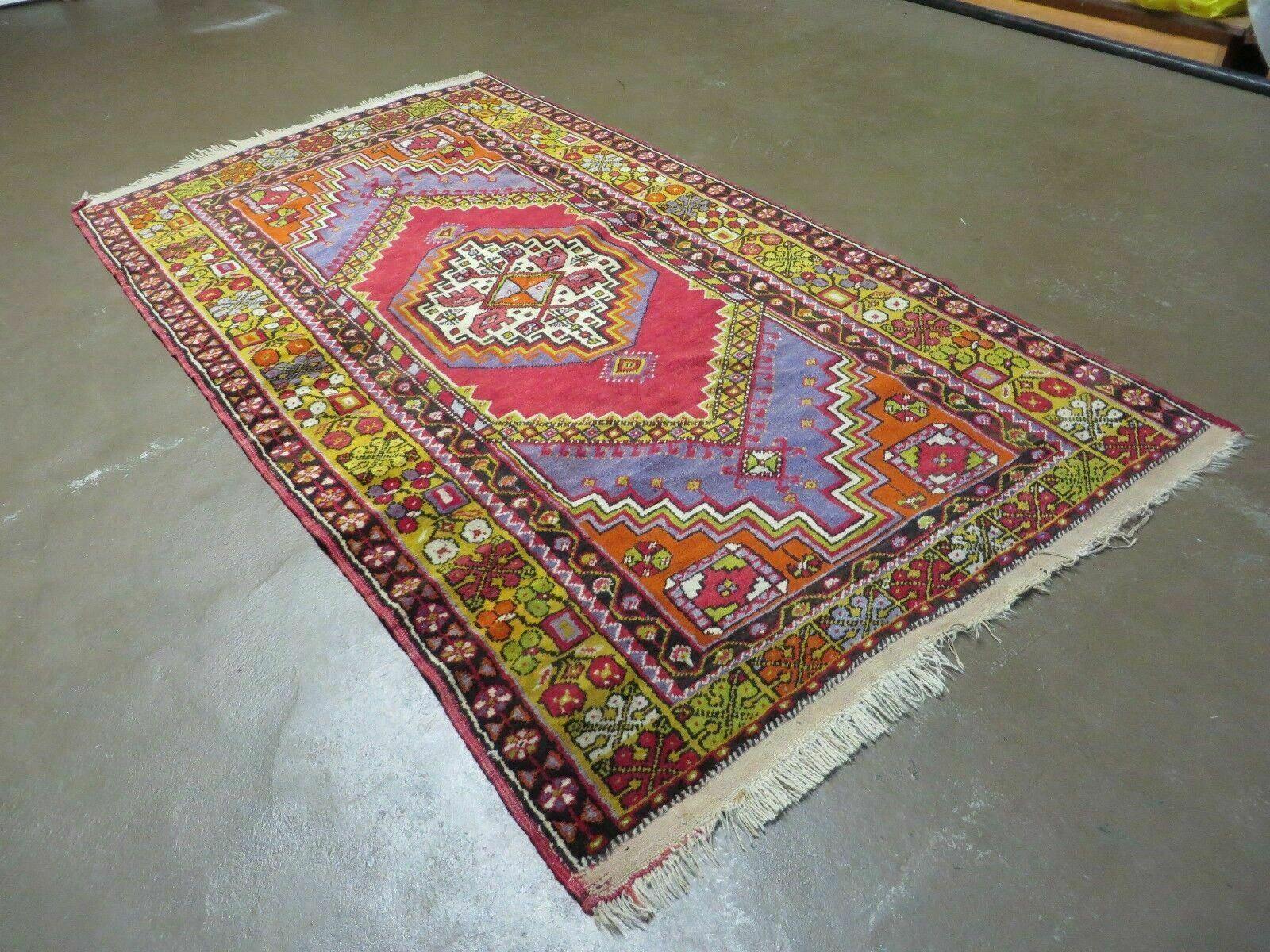 4' X 7' Antique Handmade Turkish Oushak Wool Rug Carpet Red Nice - Nuvé