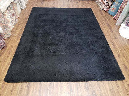 Black Shag Rug 8x10, Savafieh Milan Fluffy Black Carpet, Room Sized Shag Rug, Modern Contemporary Rug, Soft Living Room Rug, Bedroom Rug