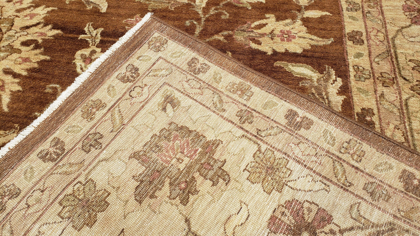 Indo Persian Rug 10x14, Mahal Sultanabad Oriental Carpet, Burnt Orange & Beige, Handmade Wool Area Rug - Nuvé