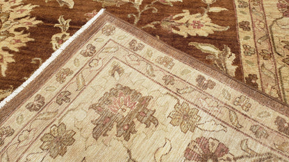 Indo Persian Rug 10x14, Mahal Sultanabad Oriental Carpet, Burnt Orange & Beige, Handmade Wool Area Rug - Nuvé