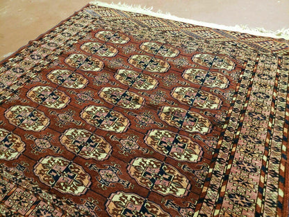 4' X 4' Antique Handmade Turkoman Bokhara Balouch Woven Wool Rug Brick Red Nice - Nuvé