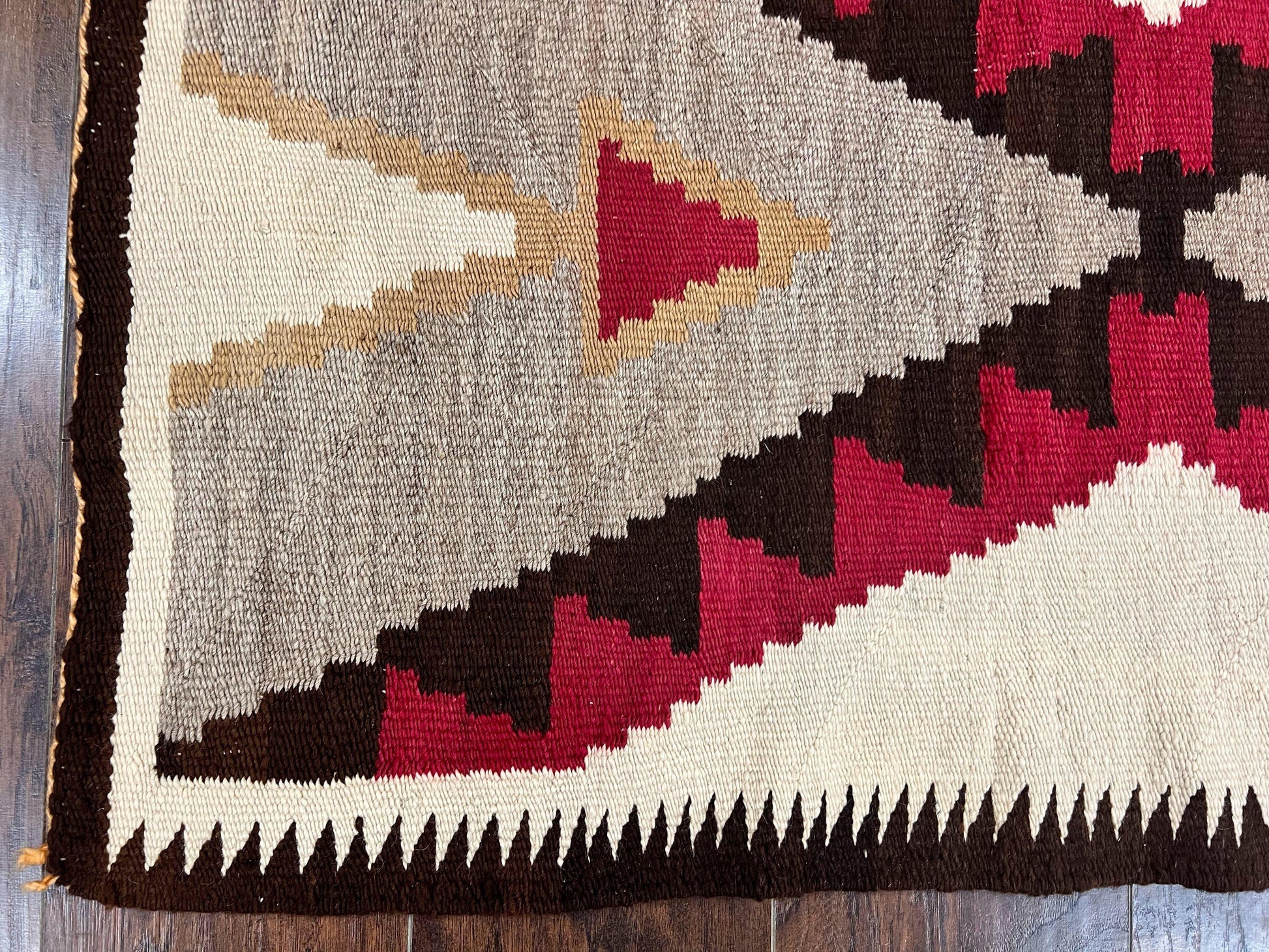 Antique Navajo Rug 2x4, Collectible Native American Wool Handmade Rug, Ivory Black Red Gray, Vintage Navajo Textile - Nuvé