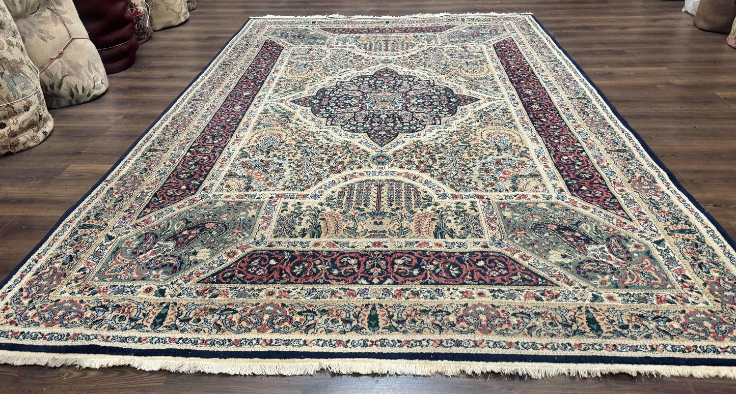 Persian Rug 8x11, Belgium Power Loomed Rug, Kirman Lavar Floral Design, Vintage Rug - Nuvé