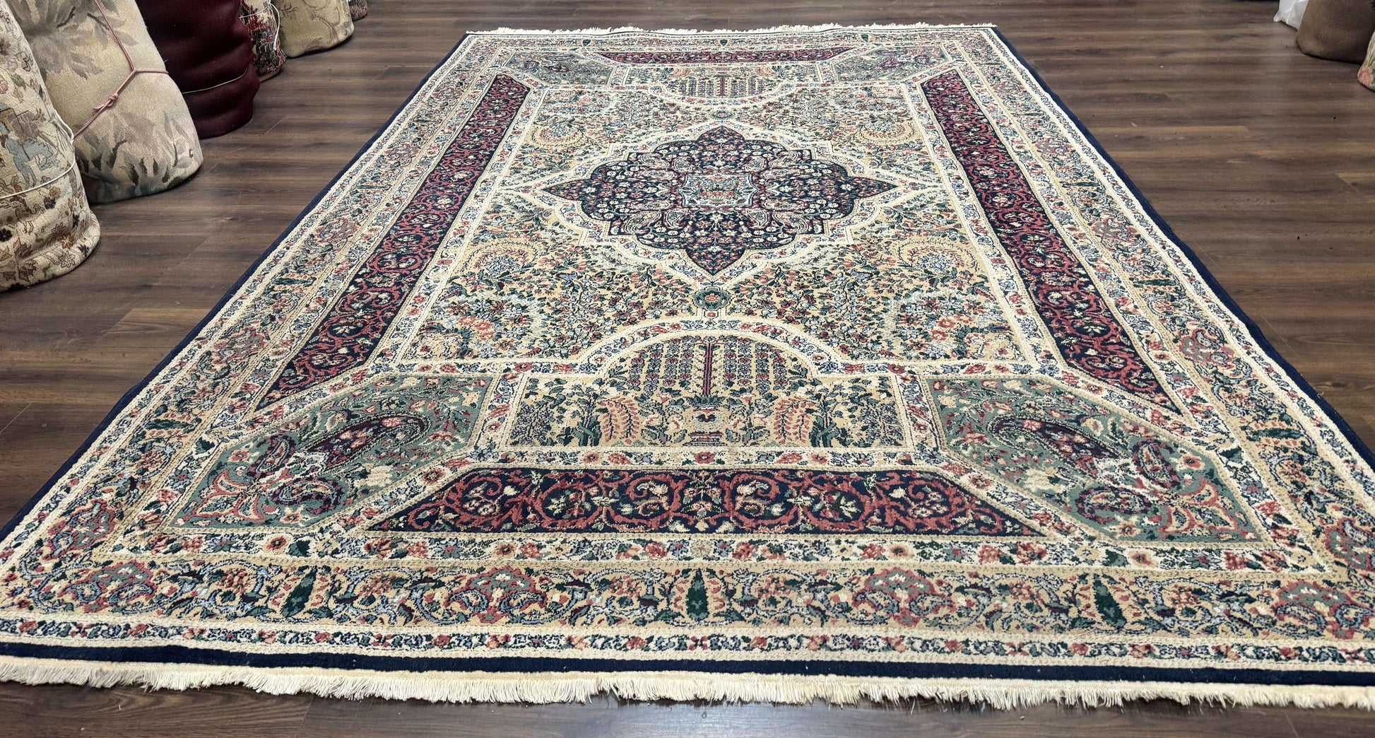 Persian Rug 8x11, Belgium Power Loomed Rug, Kirman Lavar Floral Design, Vintage Rug - Nuvé