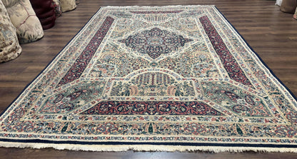 Persian Rug 8x11, Belgium Power Loomed Rug, Kirman Lavar Floral Design, Vintage Rug - Nuvé