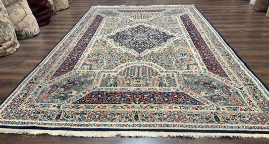 Persian Rug 8x11, Belgium Power Loomed Rug, Kirman Lavar Floral Design, Vintage Rug - Nuvé