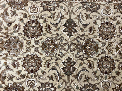 Indo Mahal Rug 6x9, Indian Carpet 6 x 9 ft, Light Green and Ivory, Floral Allover, Wool Oriental Carpet, Traditional Rug, Handmade
