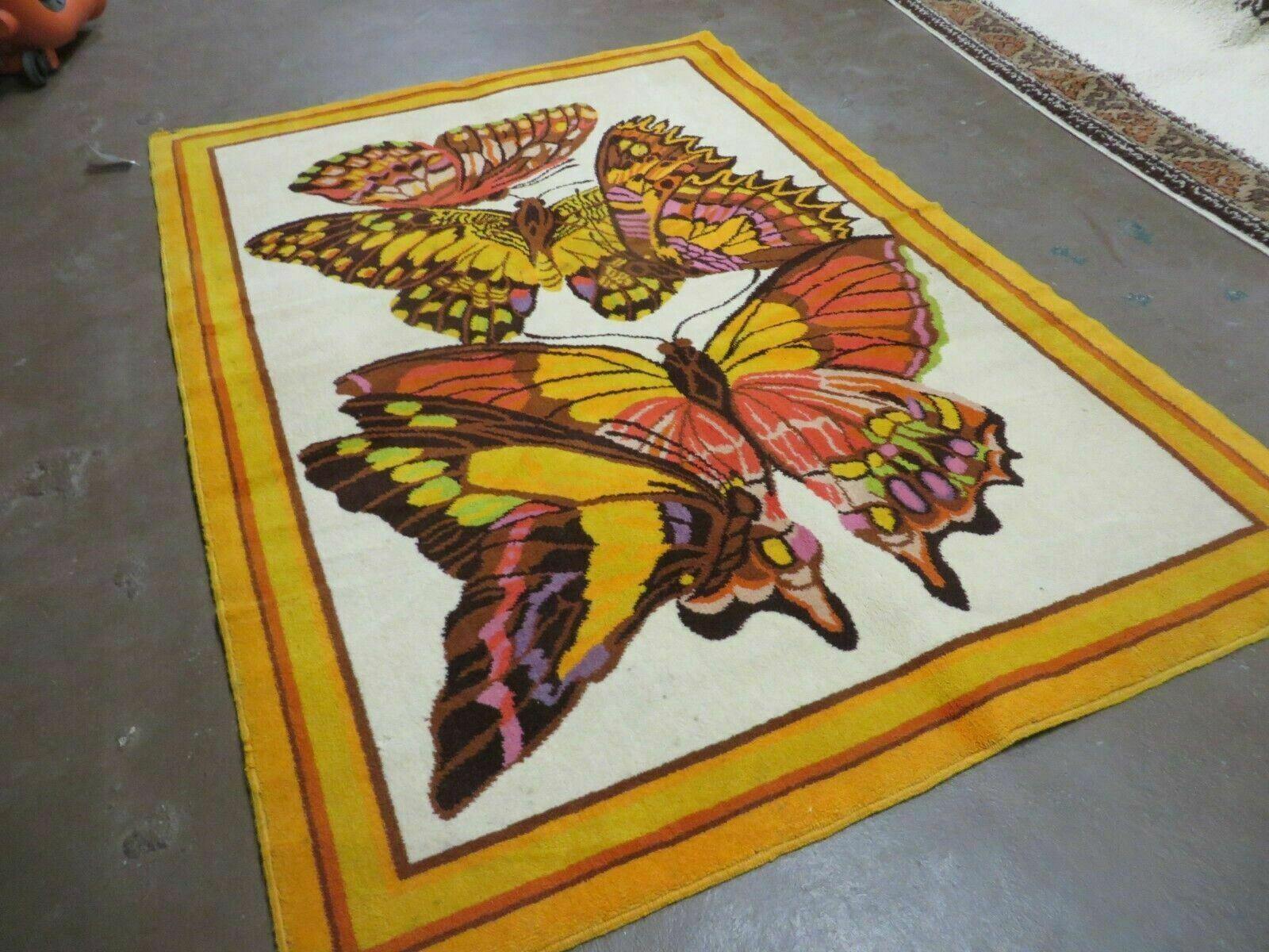 4' X 6' Tartare Modern Hand Knotted Spainsh Wool Rug Butterfly Getting Wings Nice - Nuvé