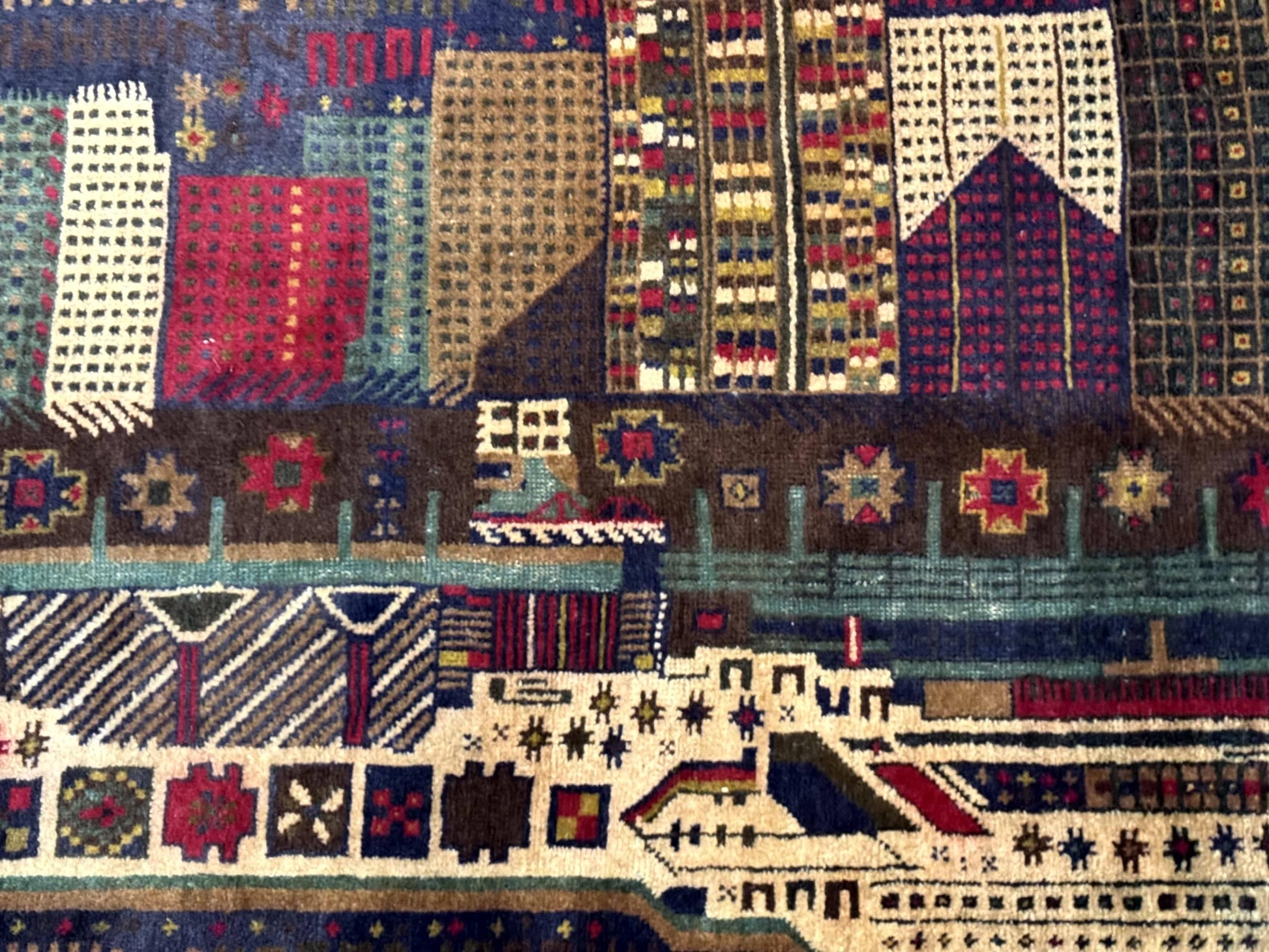 Balouch Rug 3x5, Afghan Carpet, City Pictorial - Nuvé