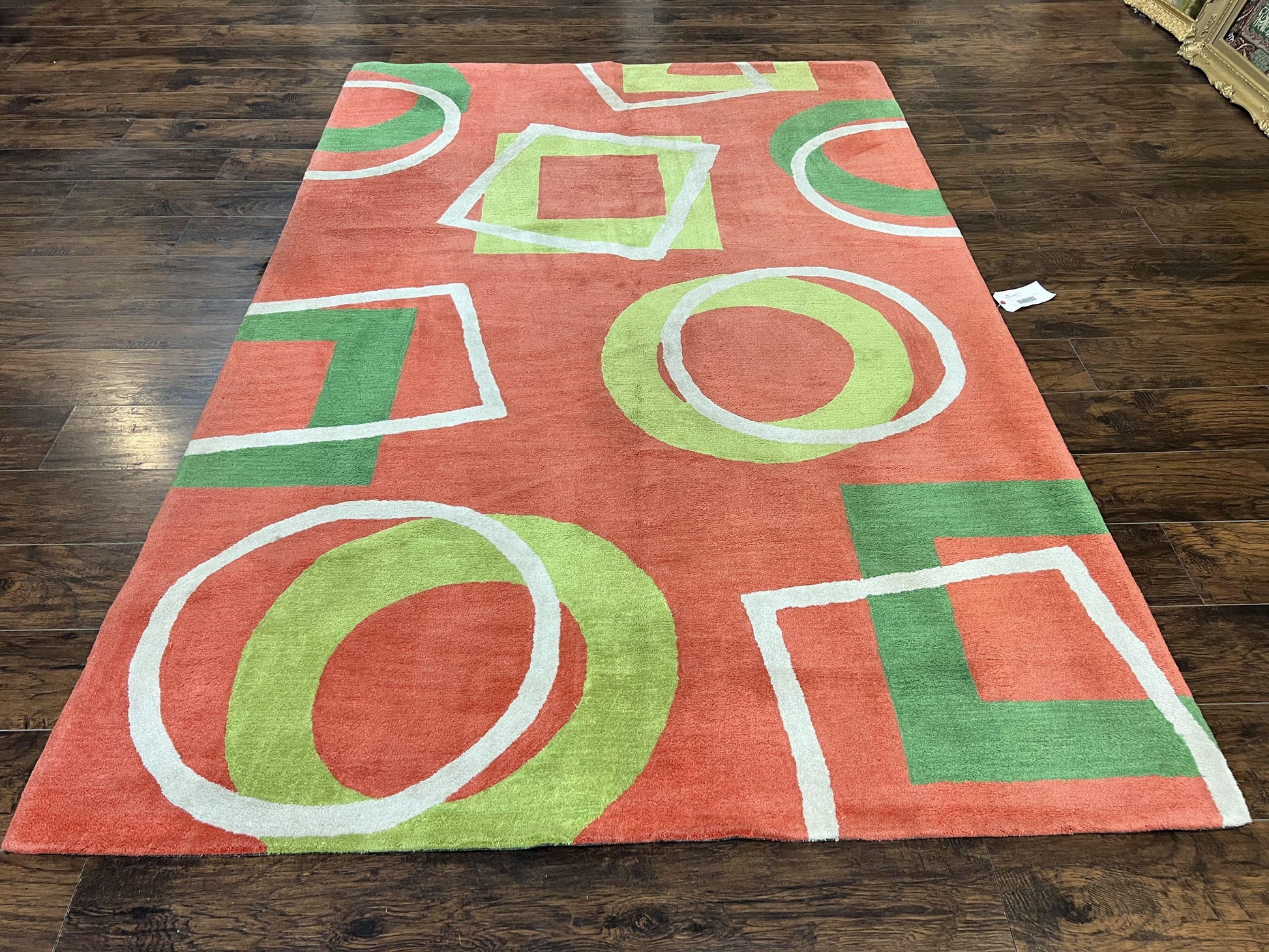 Abstract Rug 6x9, Modern Contemporary Rug, Red-Orange Green - Nuvé