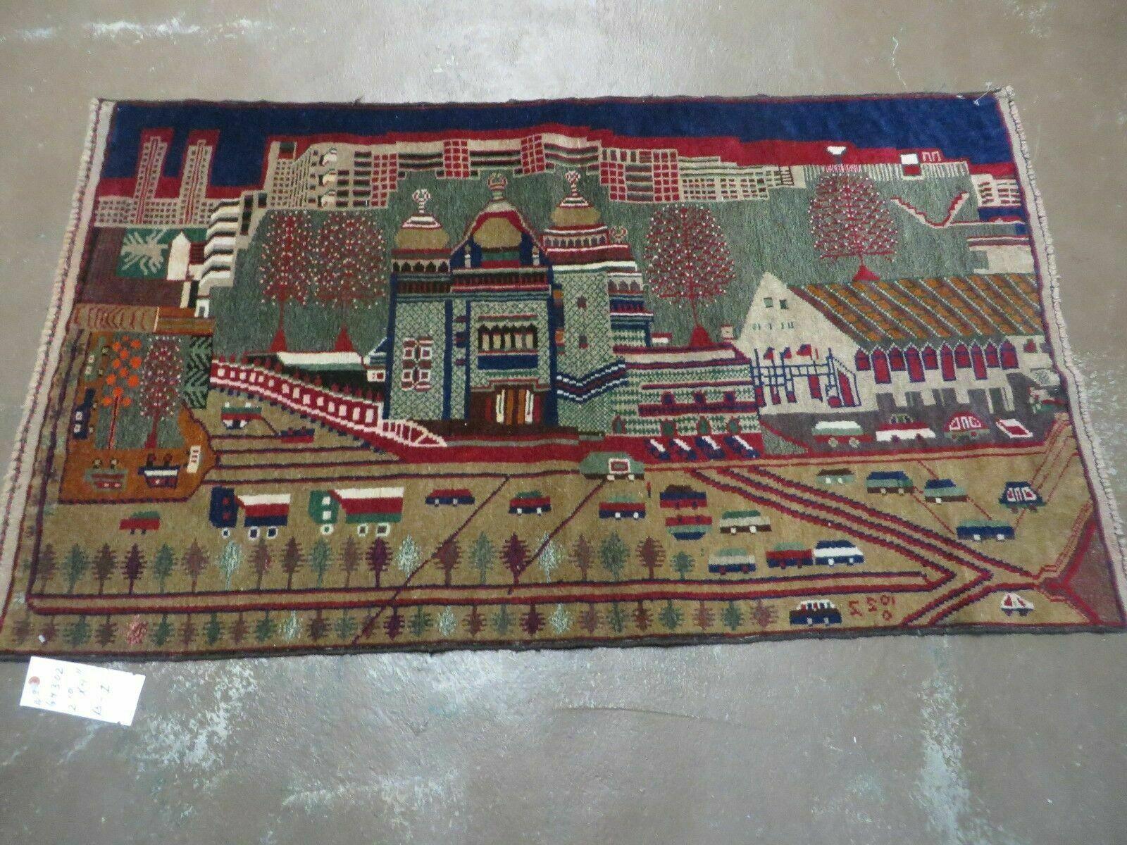 3' X 5' New Vintage Handmade Afghan Balouch Tribal Wool Pictorial Rug # 302 - Nuvé