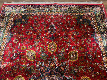 Red Persian Rug 6x9, Medallion Carpet, Ardebil Design, Vintage Belgium Power Loomed Carpet - Nuvé