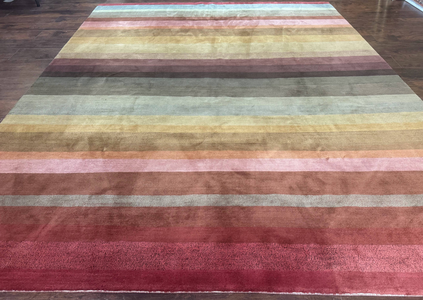 Modern Persian Gabbeh Rug 8x10, Multicolor Stripes, Soft Thick Wool Pile - Nuvé