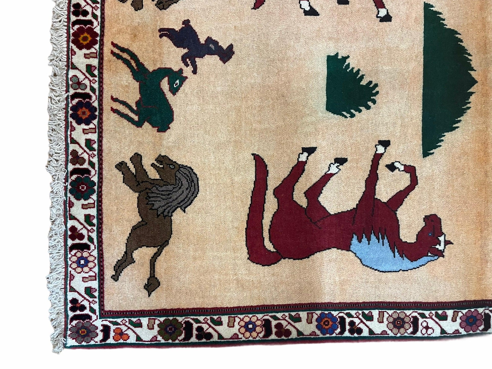 4x6 Rug Handmade Zagros Quality Wool Horses Tribal Hand-Knotted Rug Veggie Dye - Nuvé
