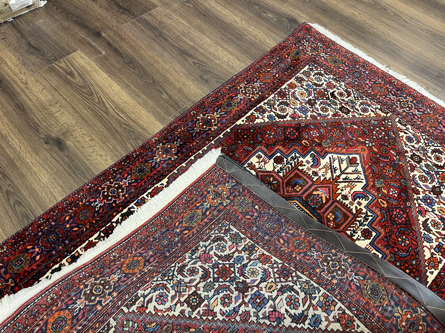 Fine Persian Bidjar Rug 3x5, Geometric Medallion Oriental Bijar Carpet 3 x 5 ft, Ruby Red and Cream, Hand Knotted Wool Rug, Semi Antique Tribal Rug, Nice - Nuvé
