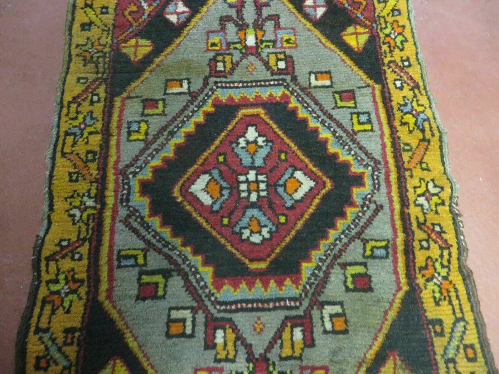 19" X 42" Antique Handmade Turkish Colorful Oushak Oshak Yastik Wool Rug Mat - Nuvé