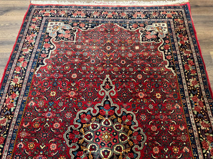 Antique Persian Rug 5x7, Red, Fine 260 KPSI, Bidjar Carpet - Nuvé