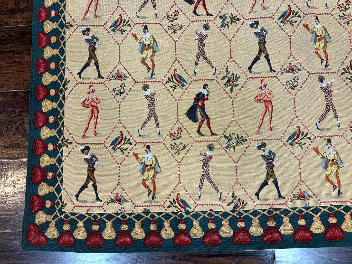 Square Tapestry 5x5, Wall Hanging, Human Pictorials, Court Jesters, Vintage - Nuvé