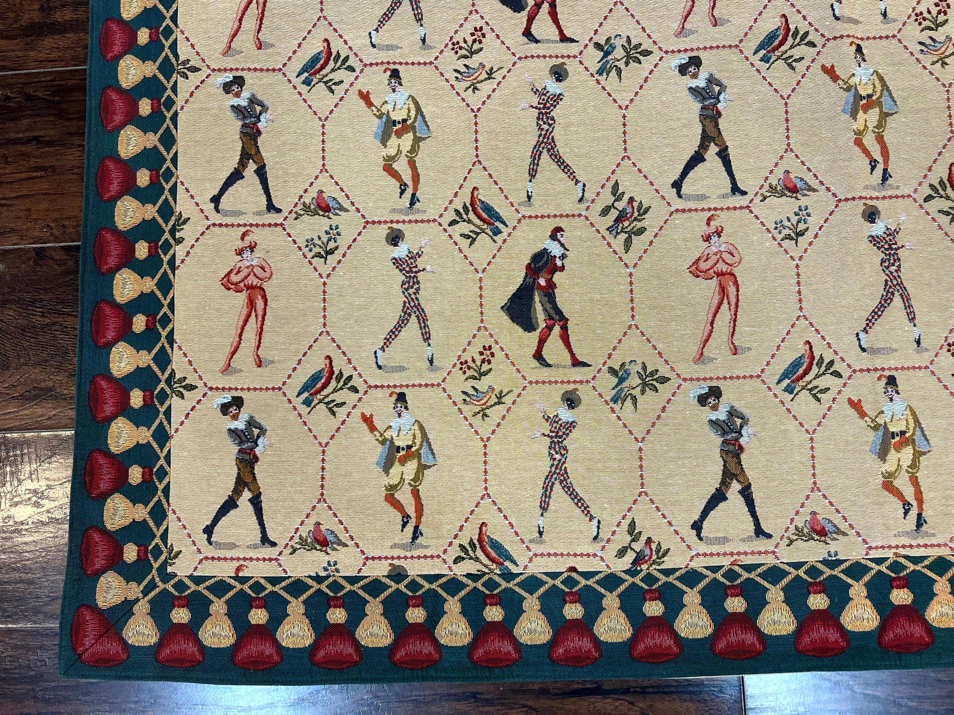Square Tapestry 5x5, Wall Hanging, Human Pictorials, Court Jesters, Vintage - Nuvé