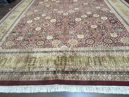 Palace Size Pak Persian Rug 12x15, Brick Red, Allover Pattern, Handmade Oversized Wool Oriental Carpet, Large Area Rug, Fine 225 KPSI - Nuvé