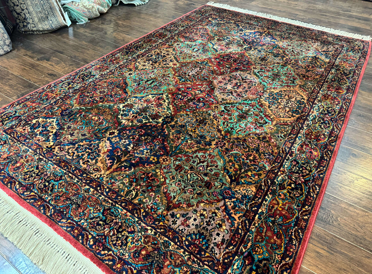 5.9 x 9 Karastan Rug Multicolor Panel Kirman #717, Original 700 Series, Wool - Nuvé