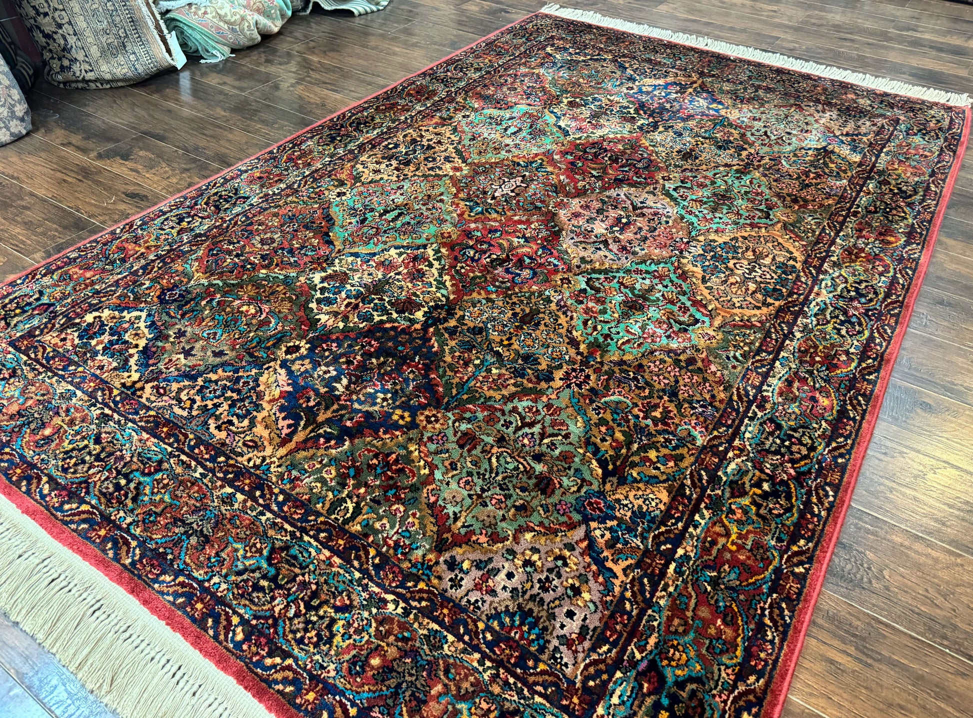 5.9 x 9 Karastan Rug Multicolor Panel Kirman #717, Original 700 Series, Wool - Nuvé