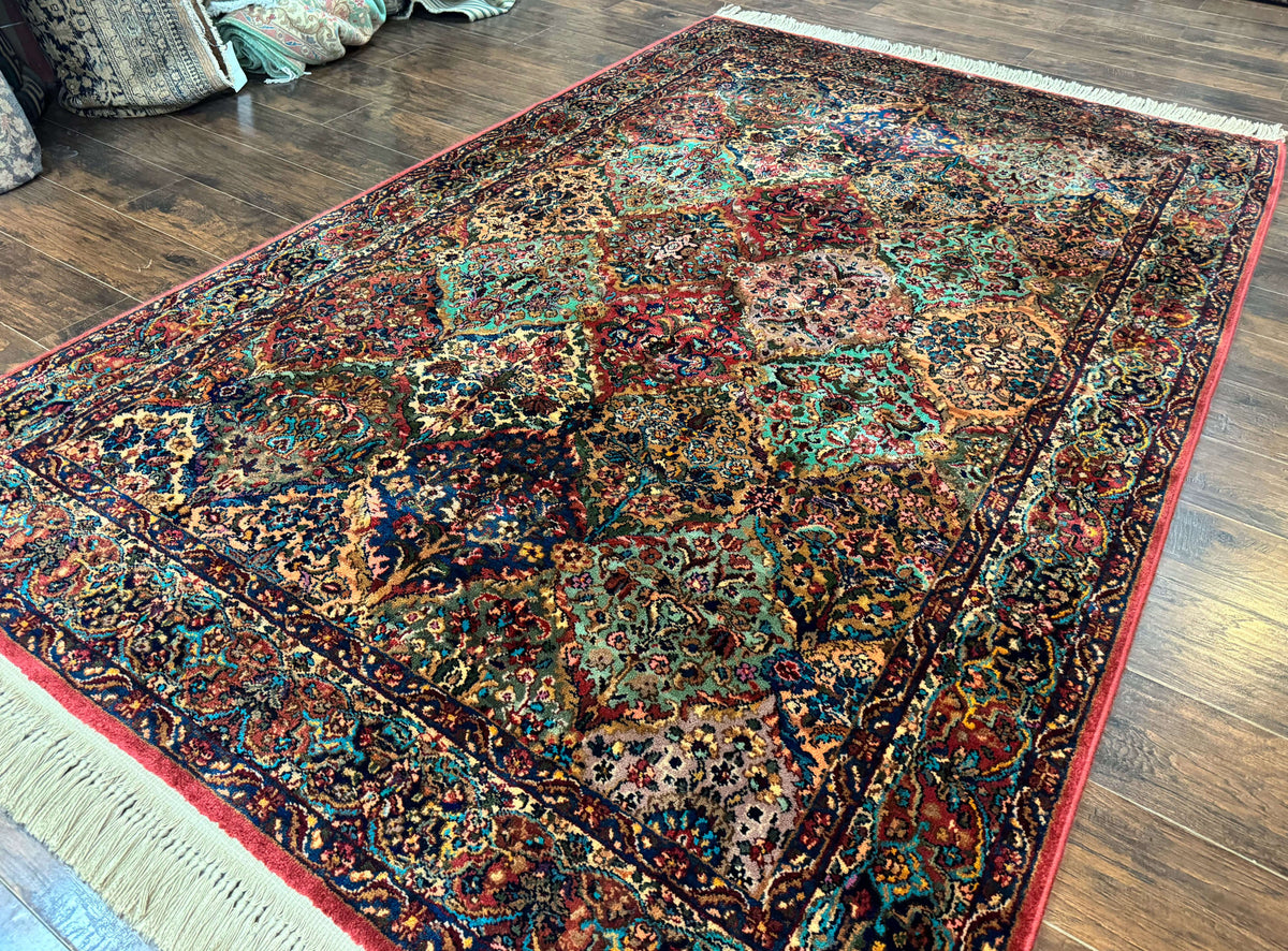 5.9 x 9 Karastan Rug Multicolor Panel Kirman #717, Original 700 Series, Wool