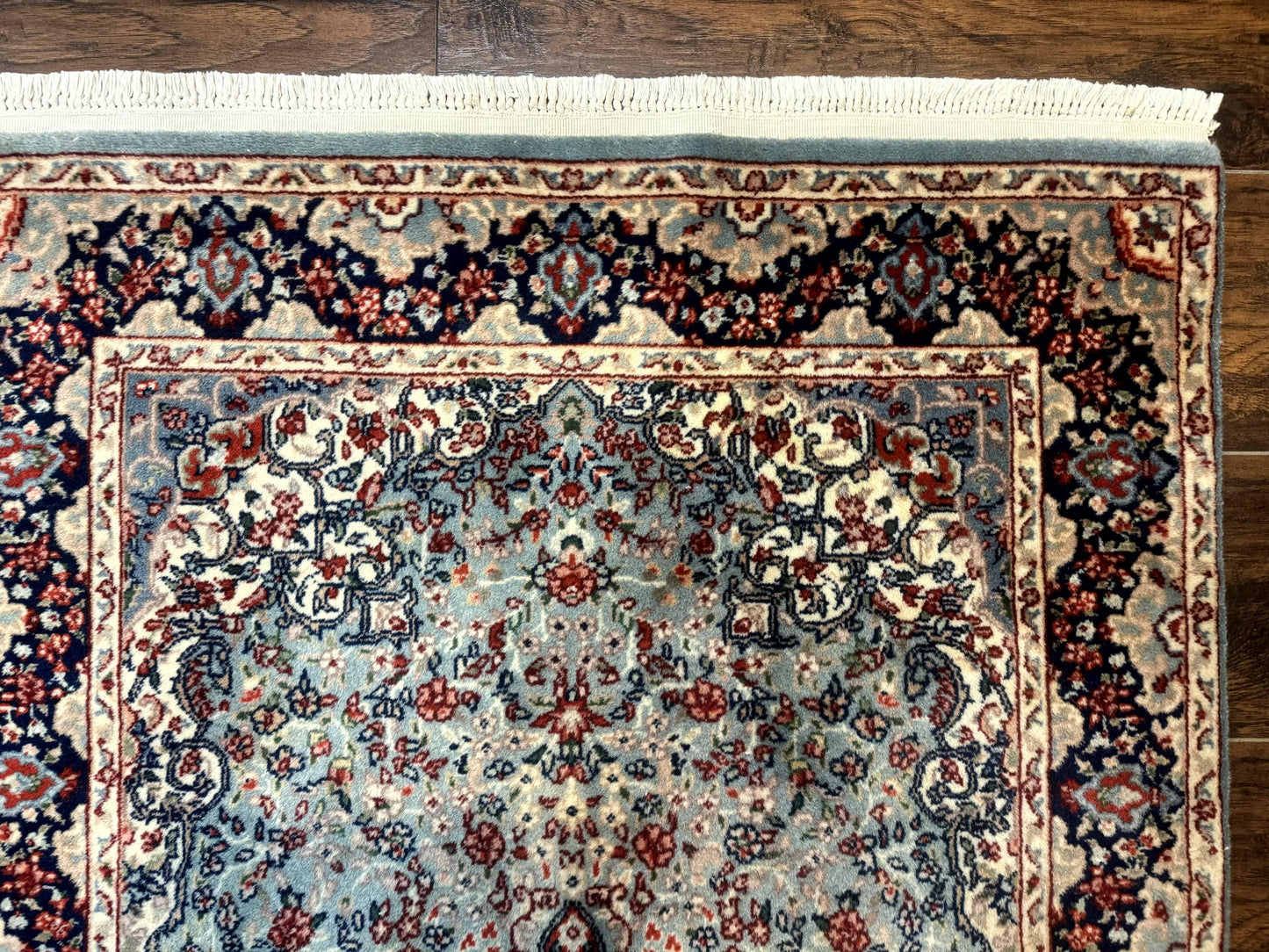Indo Persian Kerman Rug 3x5, Light Blue, Floral Medallion - Nuvé