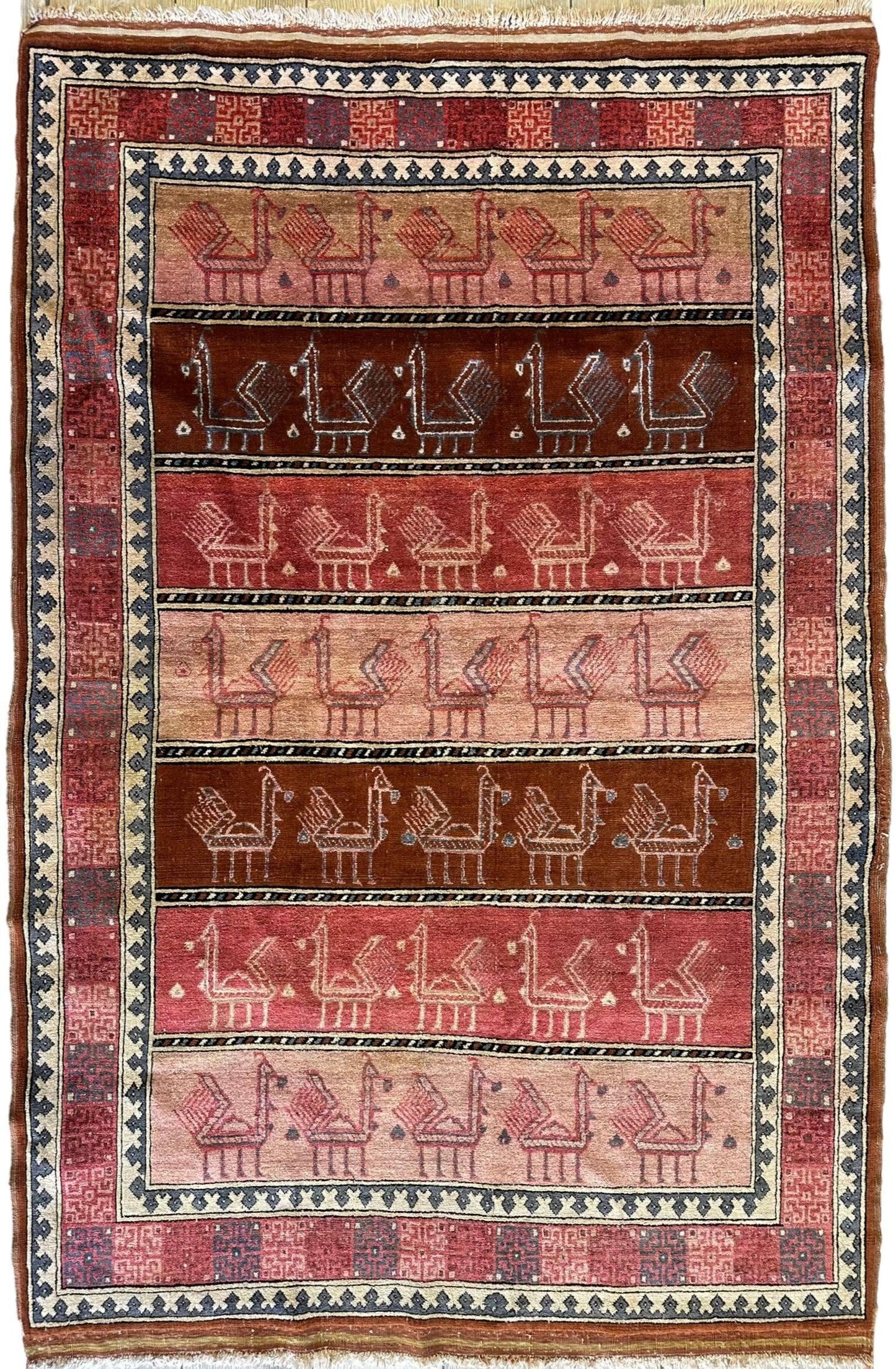 Decorative Silk Afghani Rug mid 20th Century 3’10”X5’10” - Nuvé