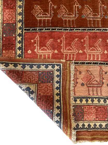 Decorative Silk Afghani Rug mid 20th Century 3’10”X5’10” - Nuvé