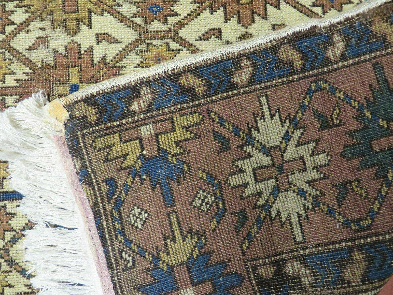 4' X 5' Antique Handmade Caucasian Kazak Shirvan Wool Rug Snow Flakes - Nuvé
