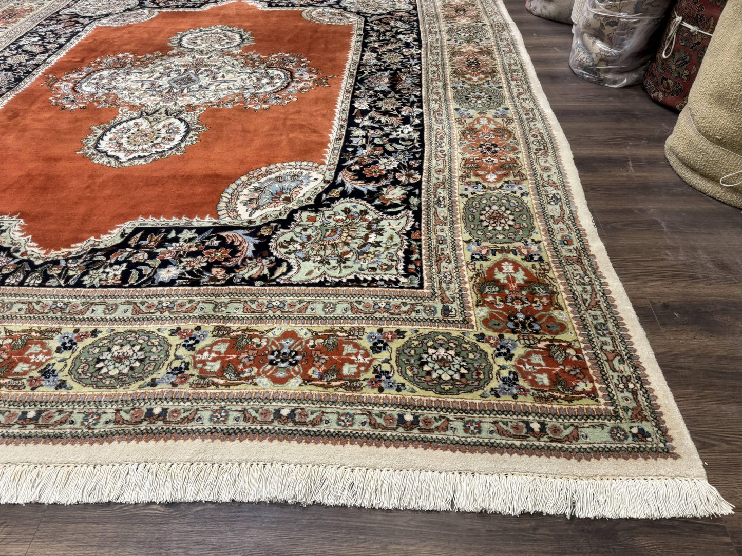 Persian Rug 11x13, Semi Open Field, Soft Wool Pile, Vintage Persian Carpet, Persian Tabriz Tabatabai - Nuvé
