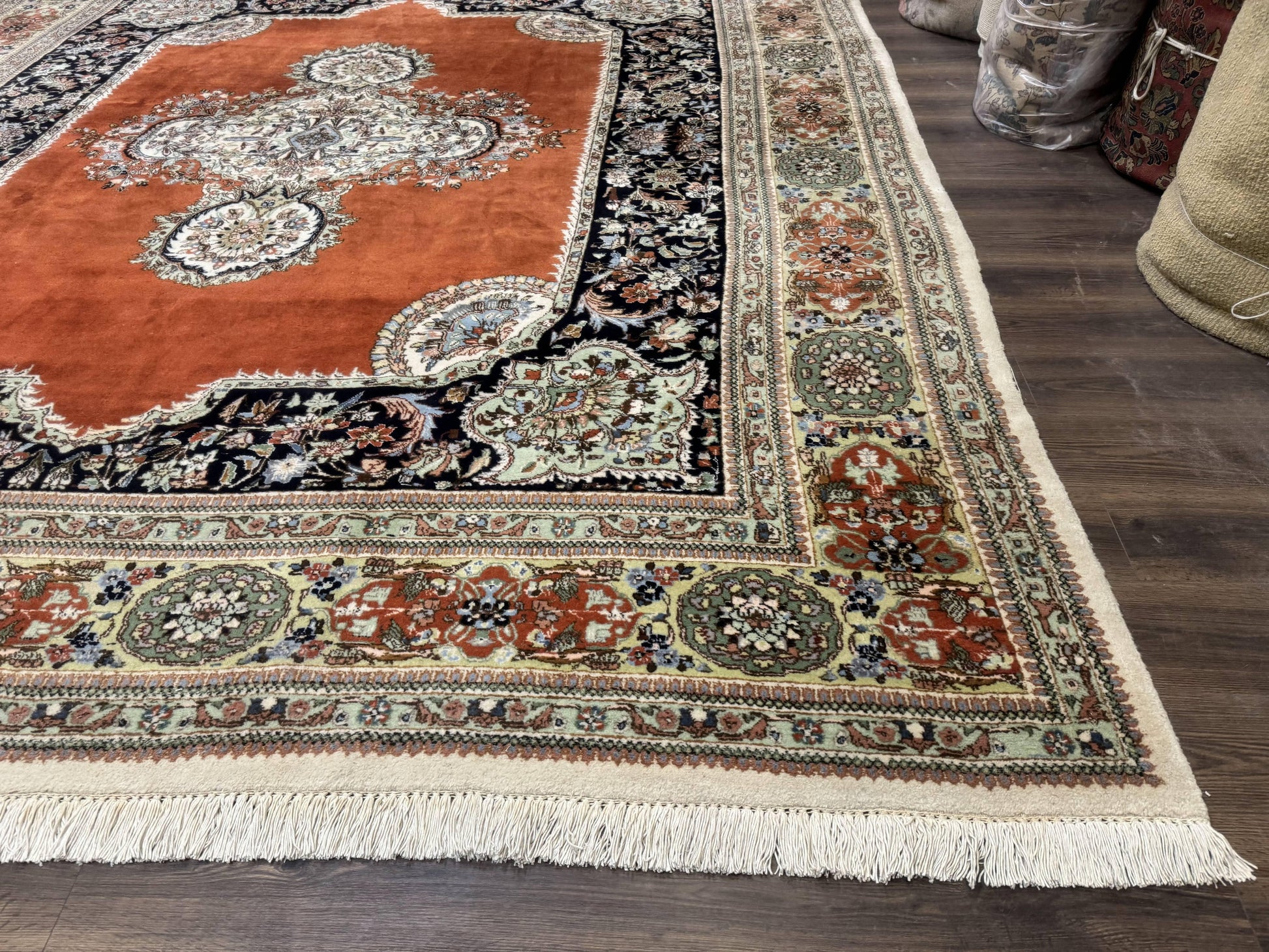 Persian Rug 11x13, Semi Open Field, Soft Wool Pile, Vintage Persian Carpet, Persian Tabriz Tabatabai - Nuvé