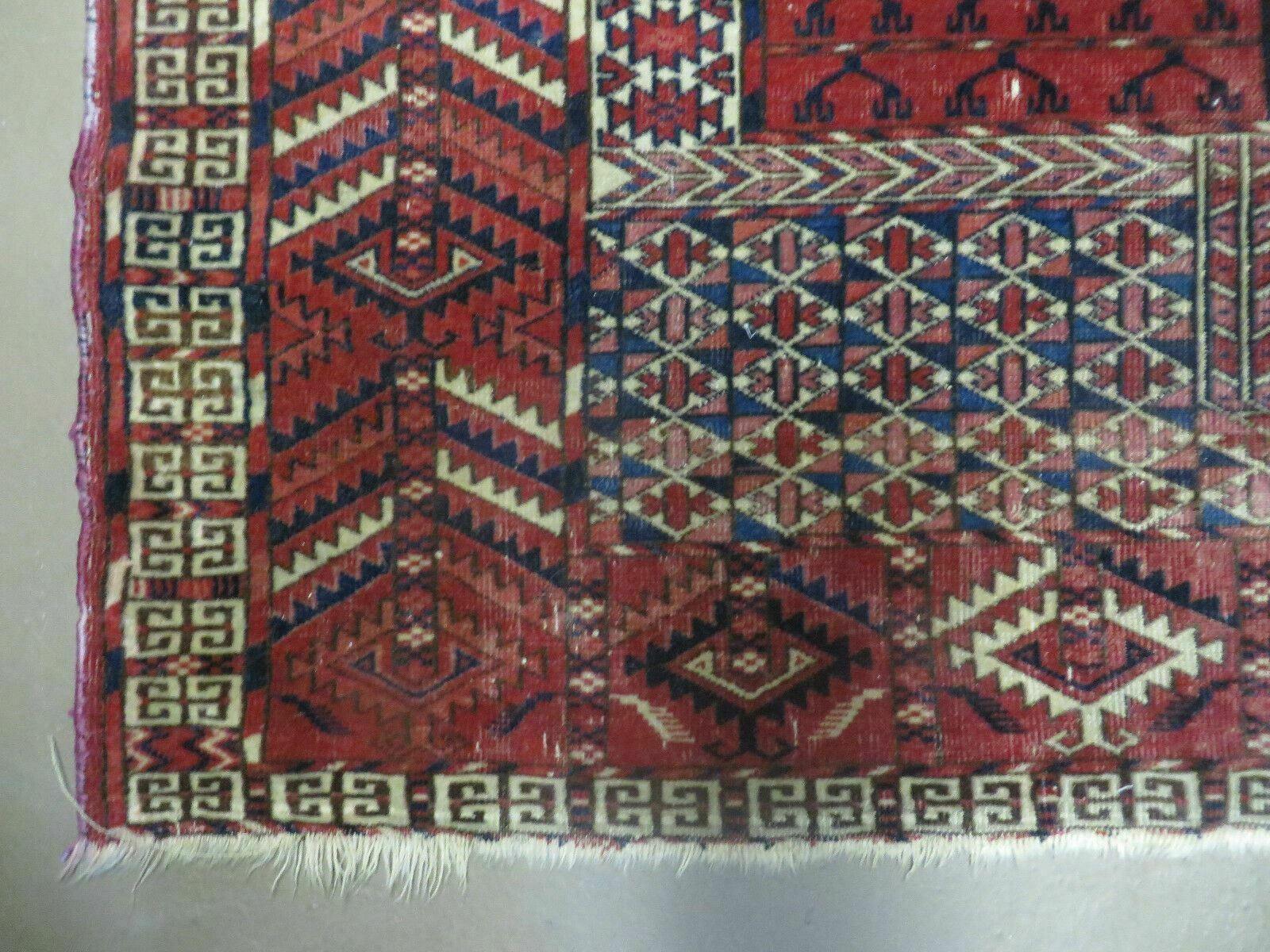Antique Turkoman Rug 4x5, Ensi Hatchli Tekke Wool Rug - Nuvé