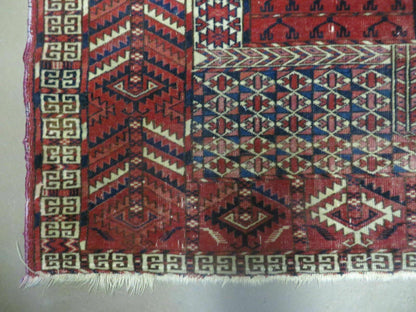 Antique Turkoman Rug 4x5, Ensi Hatchli Tekke Wool Rug - Nuvé