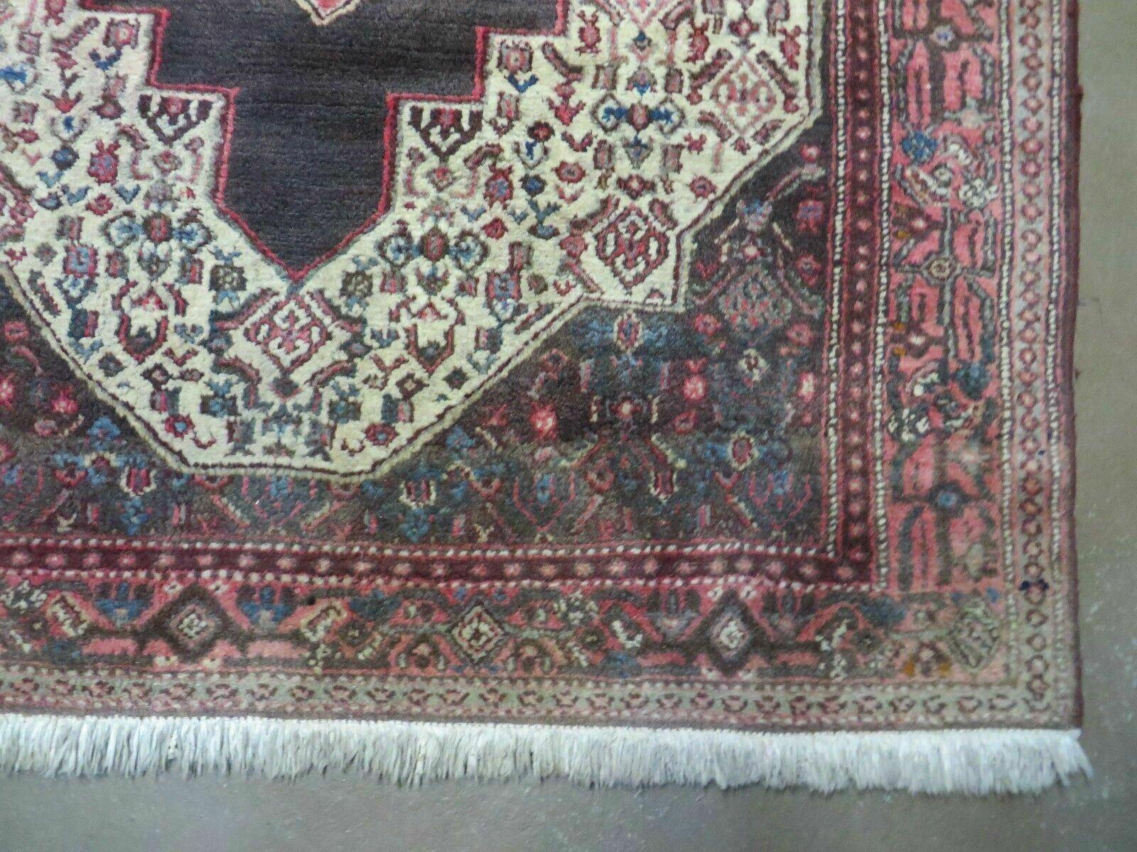 4' X 5' Antique Handmade India Floral Oriental Wool Rug Brown Vegetable Dyes - Nuvé