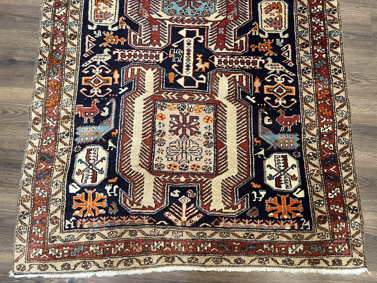 Persian Ardabil Wide Runner Rug 4x10 - Geometric Medallions & Animal Pictorials - Nuvé
