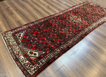 Persian Runner Rug 3x10, Wool Hand Knotted Hallway Rug 3 x 10 ft, Red and Ivory, Hamadan Angelas Runner - Nuvé