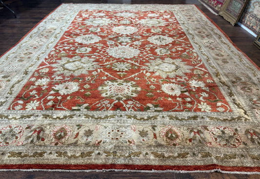 Pakistani Peshawar Rug 10x13, Burnt Orange, Large Handmade Wool Carpet - Nuvé