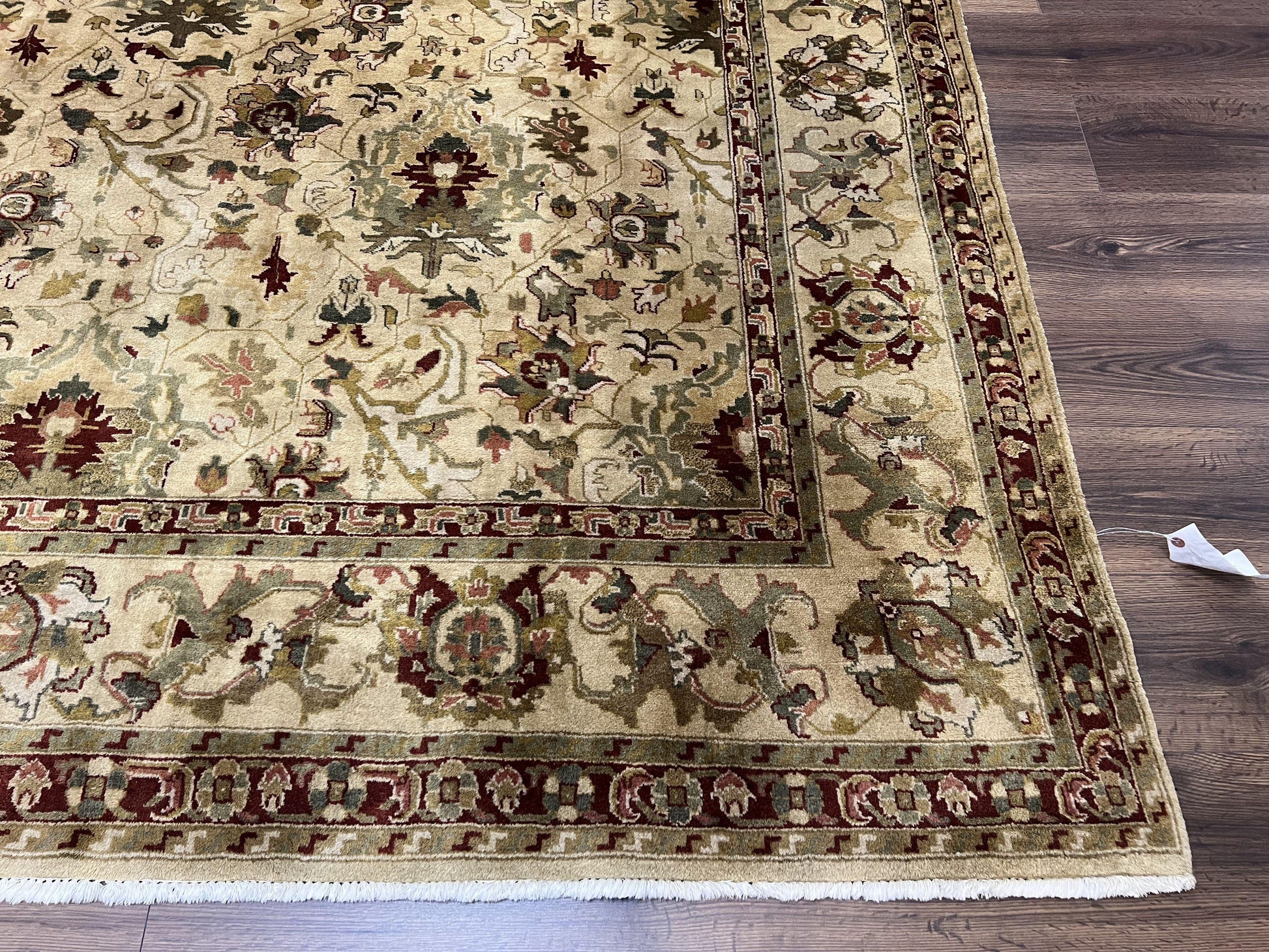 Indian Mahal Rug 8x10, Allover Floral Mahal Oriental Carpet 8 x 10, Handmade Hand Knotted Wool Rug, Indo Persian Area Rug, Tea-Washed Tan - Nuvé