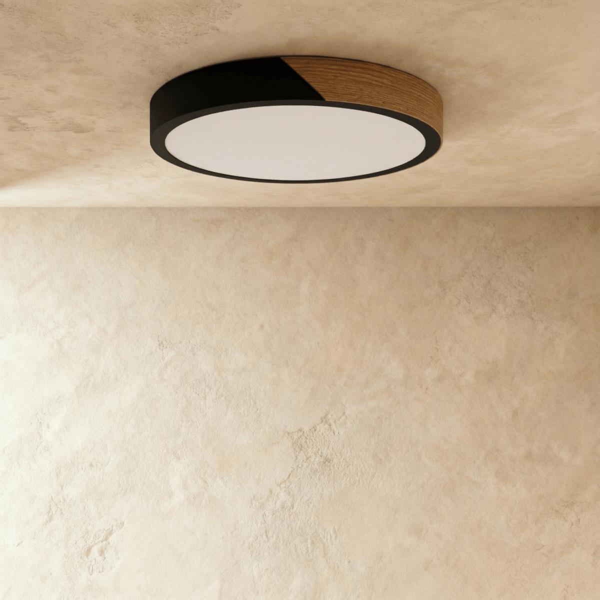 Delphi ceiling light by Residence Supply with a modern design and glass shade mounted on a white ceiling.