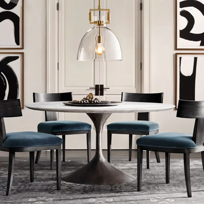 Dennise Pendant Light by Residence Supply hanging from ceiling with a sleek modern design and clear glass shade.