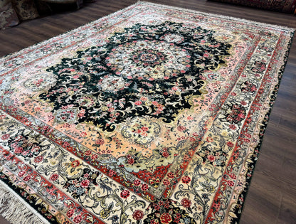 Silk Indian Kashmiri Rug 9x12, Vintage Hand Knotted Carpet - Nuvé