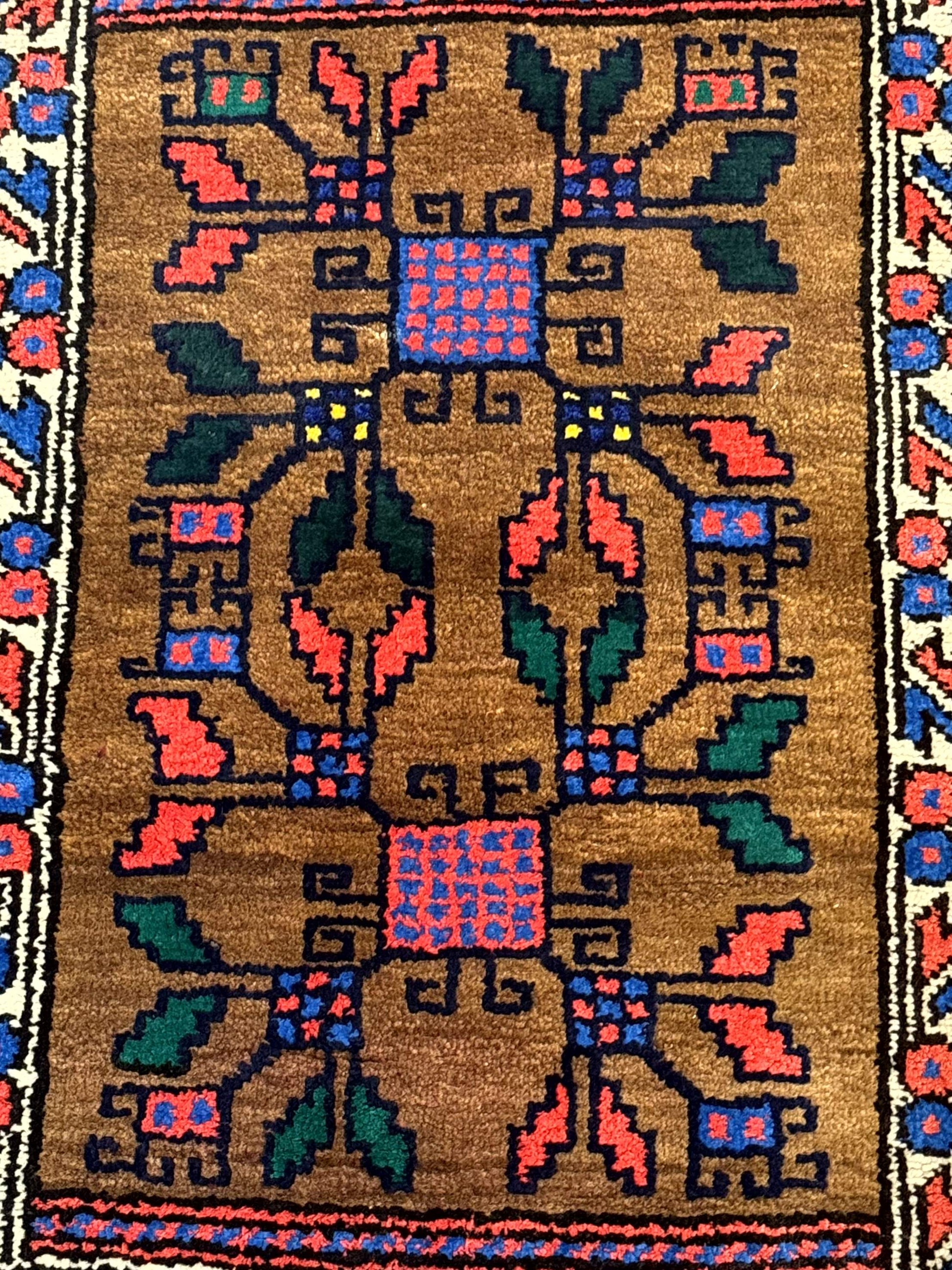 Small Persian Baluchi Rug, Tribal Rug, Brown, Multicolor - Nuvé