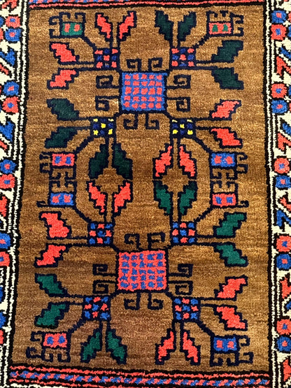 Small Persian Baluchi Rug, Tribal Rug, Brown, Multicolor - Nuvé