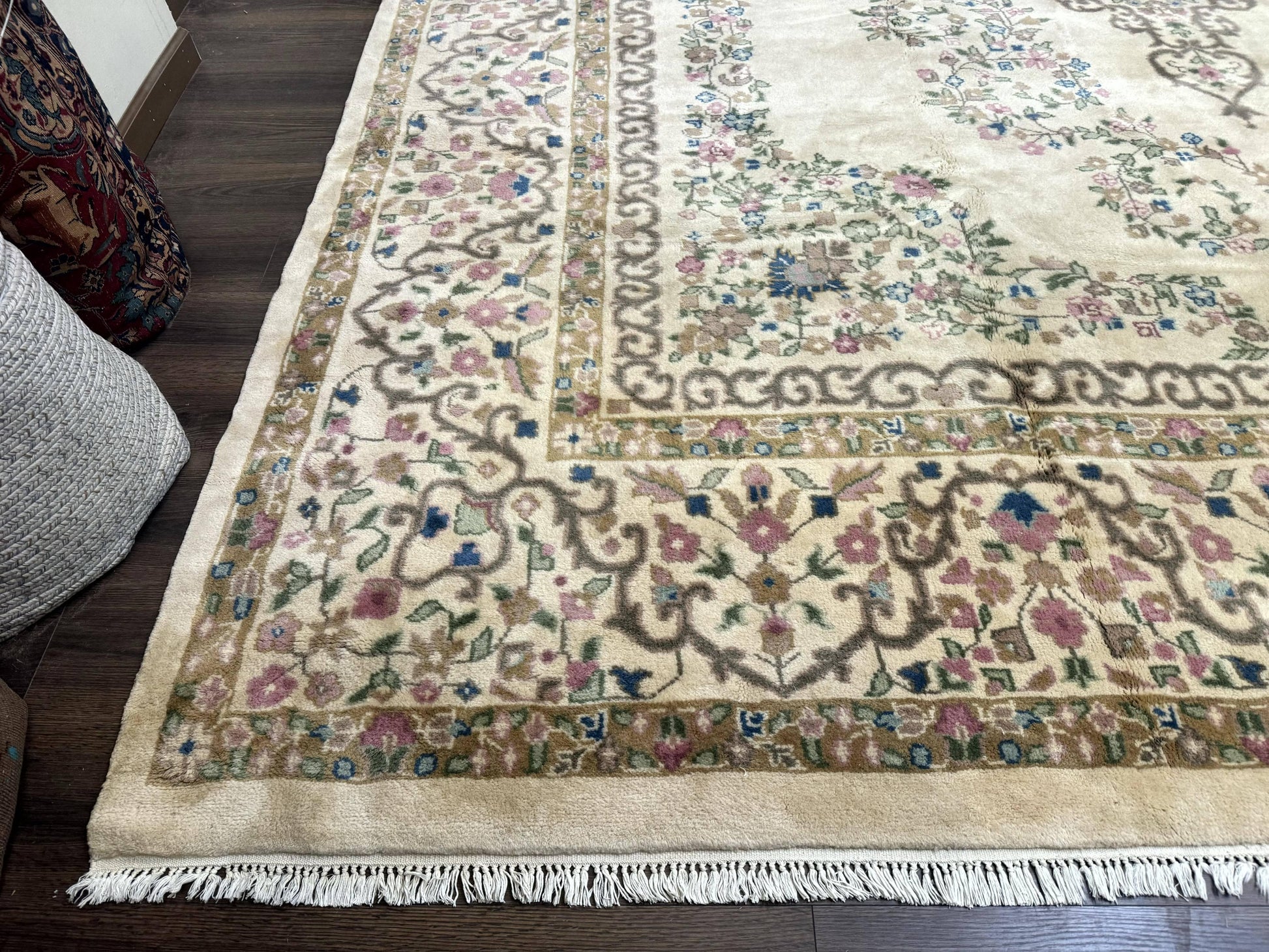 Indo Persian Rug 12x15, Palace Sized Carpet, Oversized Wool Handmade Rug, Kerman Rug, Semi Open Field, Pande Cameron Rug, Beige - Nuvé